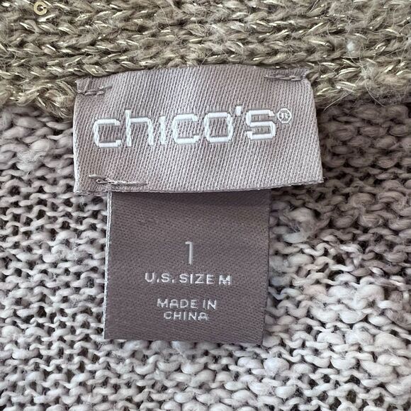 Chico's Women's Gold Sequin Open Cardigan Sweater Sz Medium - Picture 5 of 7